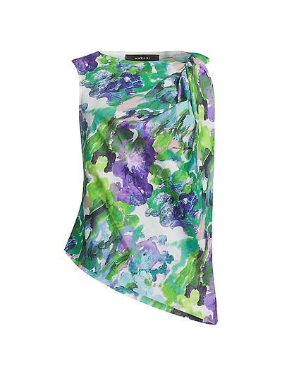 Ayame Origami Watercolor Asymmetric Top