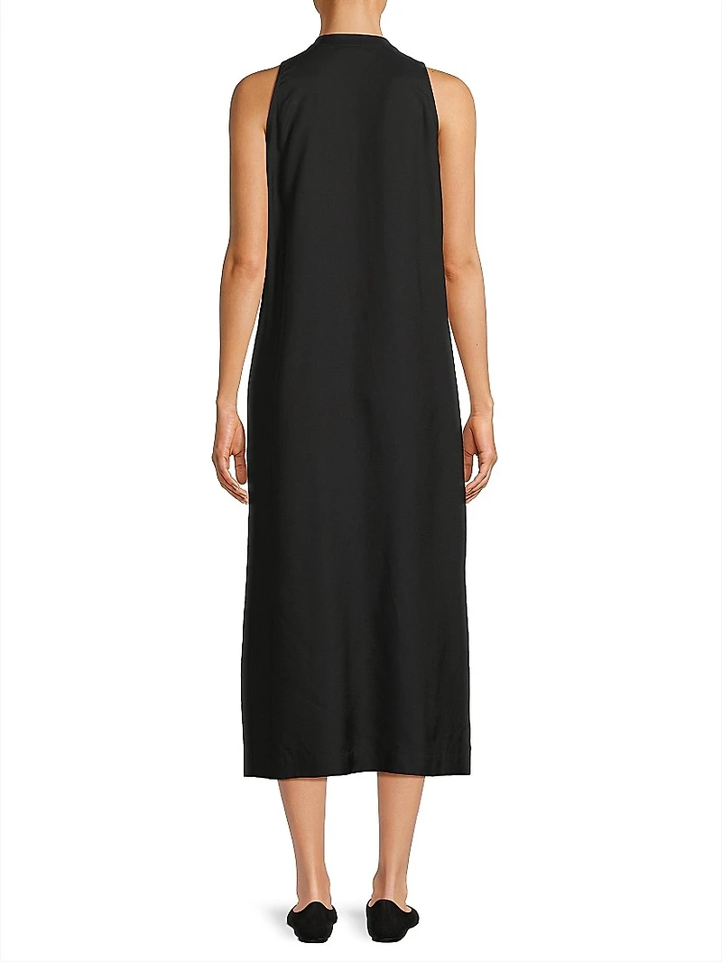 Cotton-Silk Twill Tunic Midi Dress