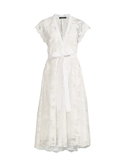 Nishi Lace Tie-Waist Midi-Dress