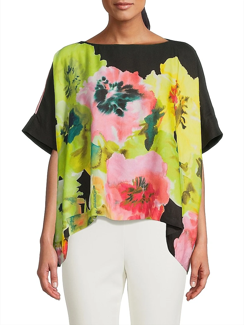 Ophelia Floral Linen-Blend Caftan