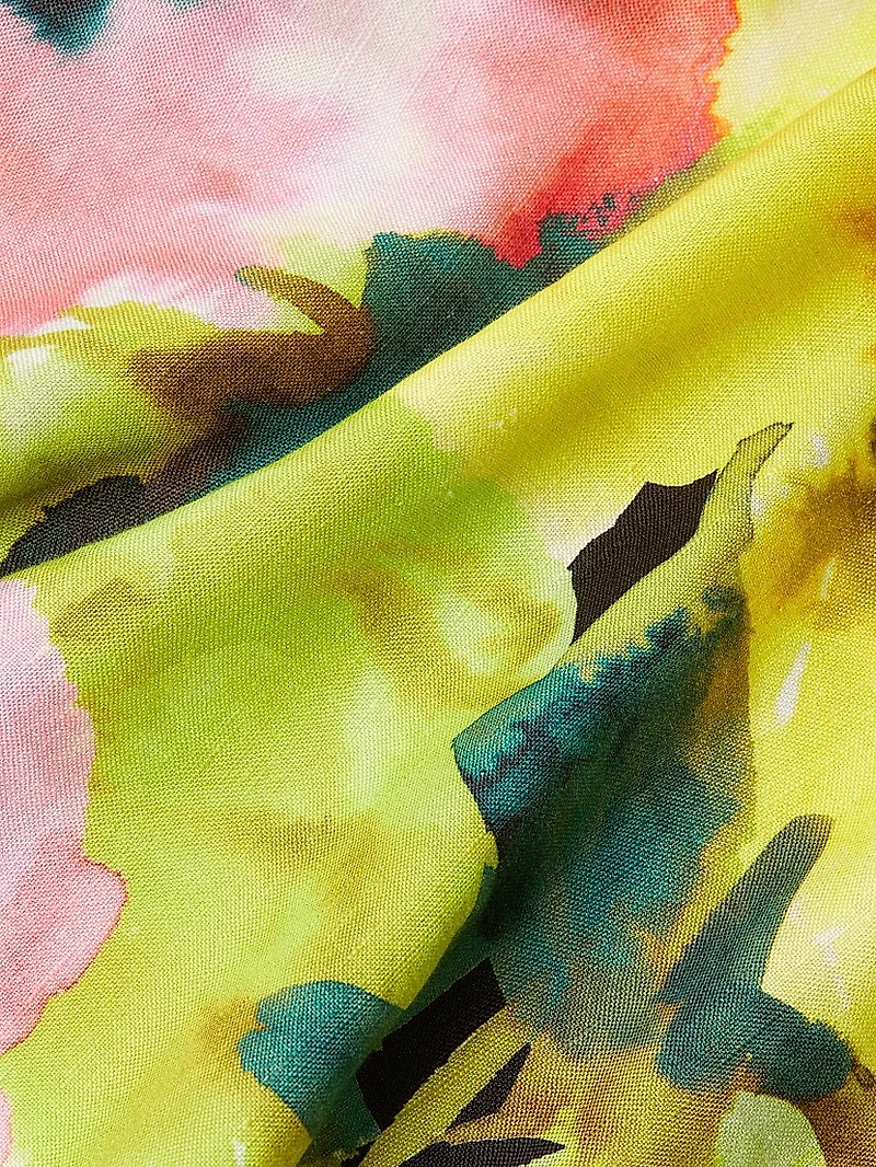 Ophelia Floral Linen-Blend Caftan