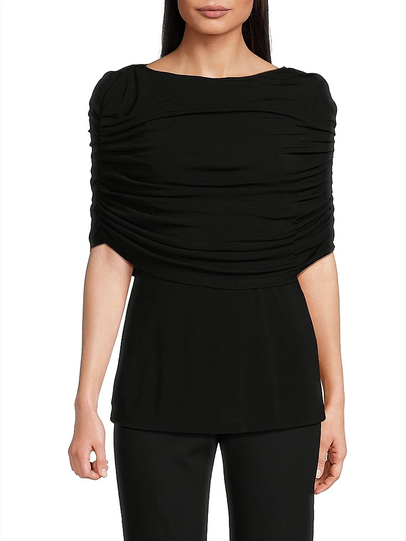 Matte Jersey Ruched Shoulder Top