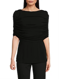 Matte Jersey Ruched Shoulder Top