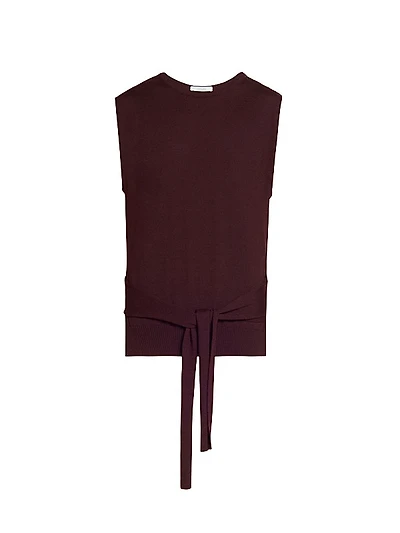 Wool-Blend Self-Tie Sleeveless Top