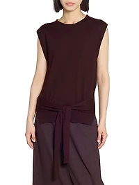 Wool-Blend Self-Tie Sleeveless Top