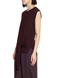 Wool-Blend Self-Tie Sleeveless Top