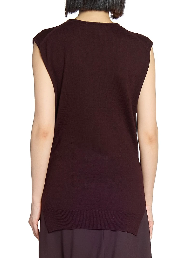 Wool-Blend Self-Tie Sleeveless Top
