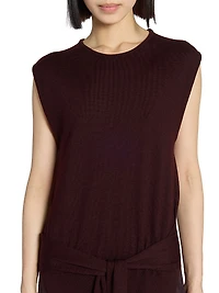Wool-Blend Self-Tie Sleeveless Top