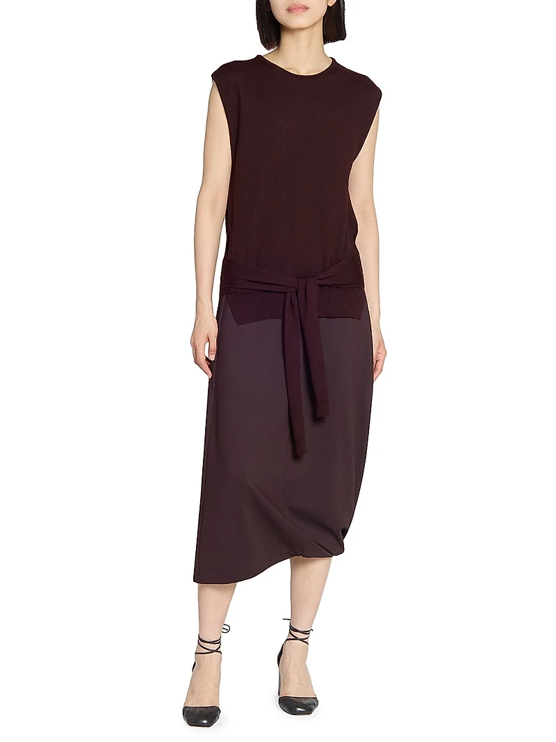 Wool-Blend Self-Tie Sleeveless Top