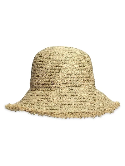 Straw Frayed-Edge Bucket Hat
