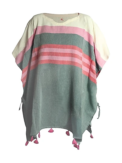 Striped Cotton Caftan Maxi Dress