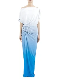 Waves One-Shoulder Ombré Maxi-Dress