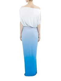 Waves One-Shoulder Ombré Maxi-Dress