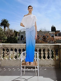 Waves One-Shoulder Ombré Maxi-Dress