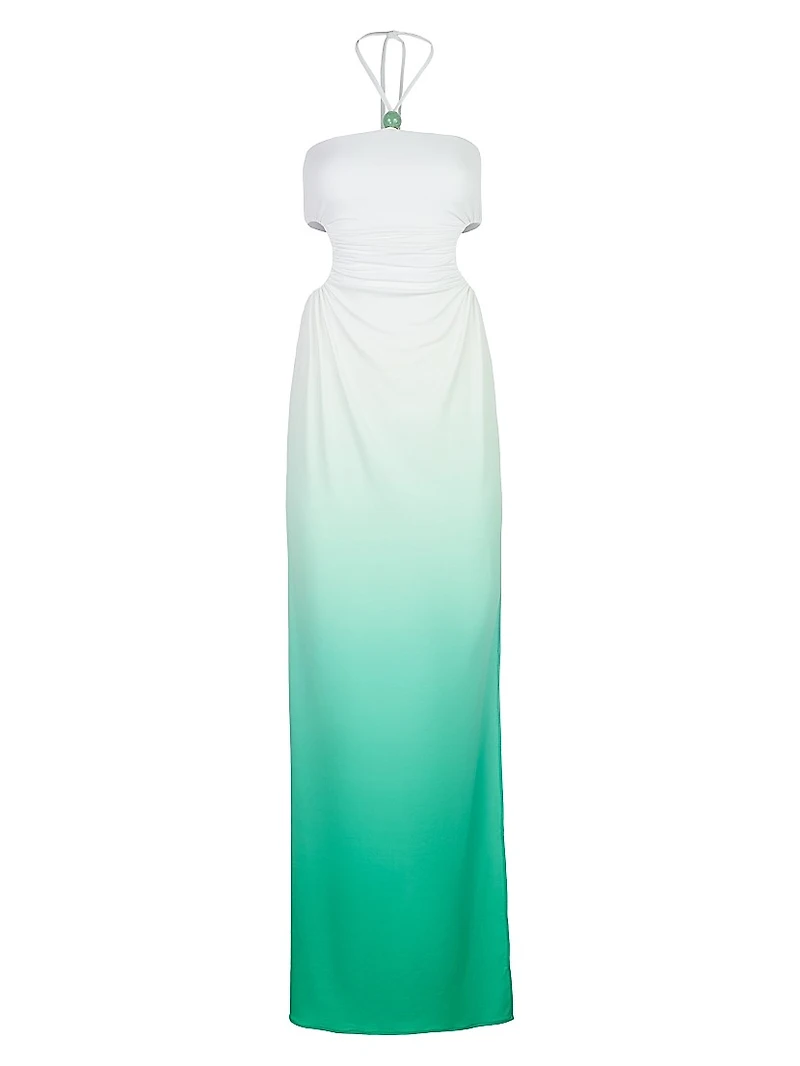 Ombré Halterneck Cut-Out Maxi Dress