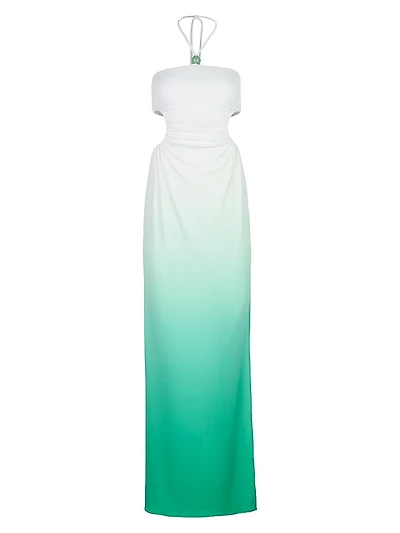 Ombré Halterneck Cut-Out Maxi Dress