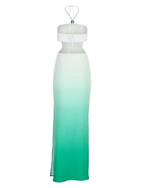 Ombré Halterneck Cut-Out Maxi Dress