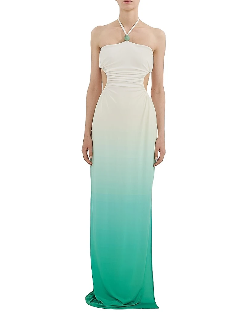 Ombré Halterneck Cut-Out Maxi Dress