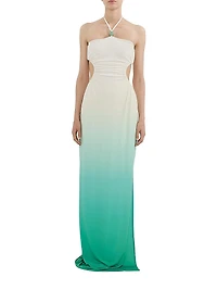 Ombré Halterneck Cut-Out Maxi Dress