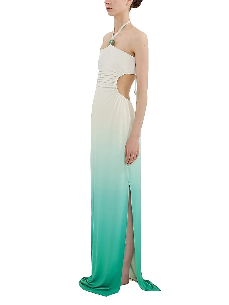 Ombré Halterneck Cut-Out Maxi Dress