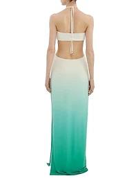 Ombré Halterneck Cut-Out Maxi Dress