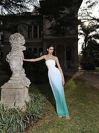 Ombré Halterneck Cut-Out Maxi Dress