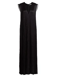 Satin Pleated Trapeze Gown