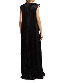 Satin Pleated Trapeze Gown
