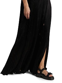 Satin Pleated Trapeze Gown