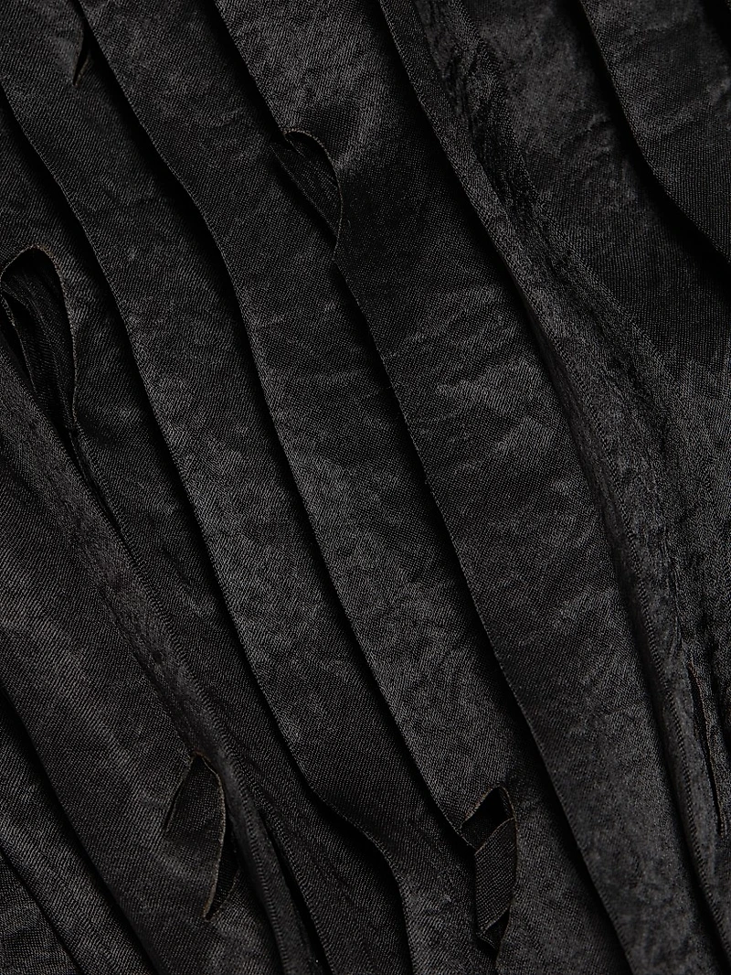 Satin Pleated Trapeze Gown