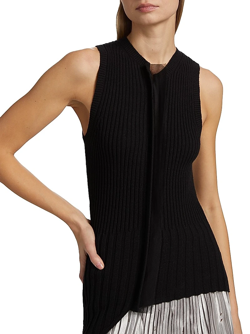 Asymmetrical Rib-knit Sweater Vest