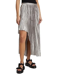 Metallic Pleated Laser-Cut Midi-Skirt