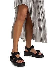 Metallic Pleated Laser-Cut Midi-Skirt