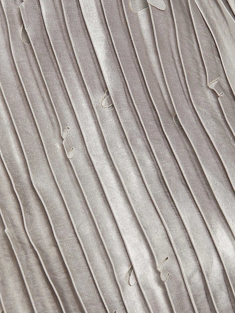 Metallic Pleated Laser-Cut Midi-Skirt