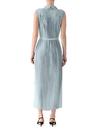 Pleated Georgette Sleeveless Shirtdress