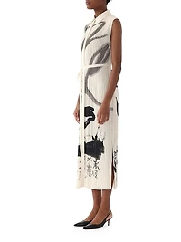 Artwork Pleated Shirtdress