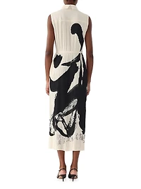 Artwork Pleated Shirtdress