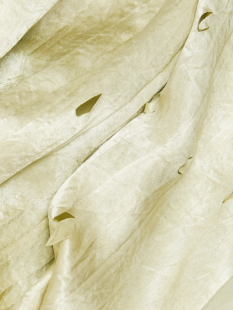 Crinkled Satin Laser-Cut Shift Dress