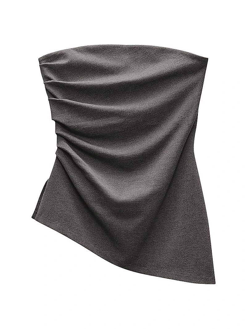 Irina Asymmetric Ruched Strapless Top