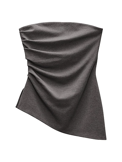 Irina Asymmetric Ruched Strapless Top