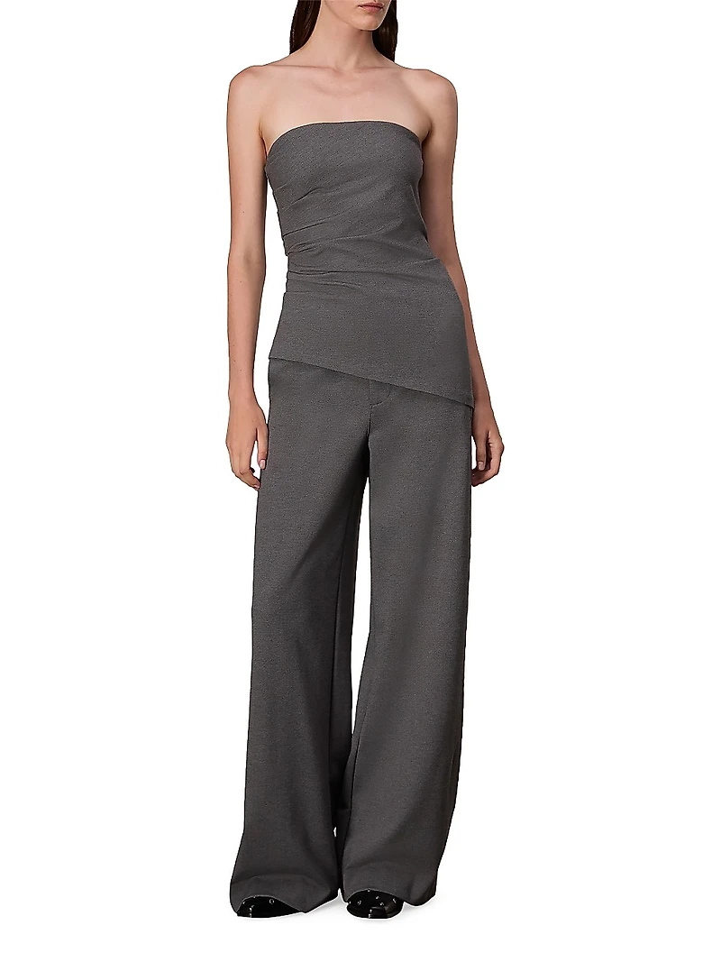 Irina Asymmetric Ruched Strapless Top