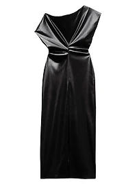 Eleanor One-Shoulder Vegan Leather Midi-Dress