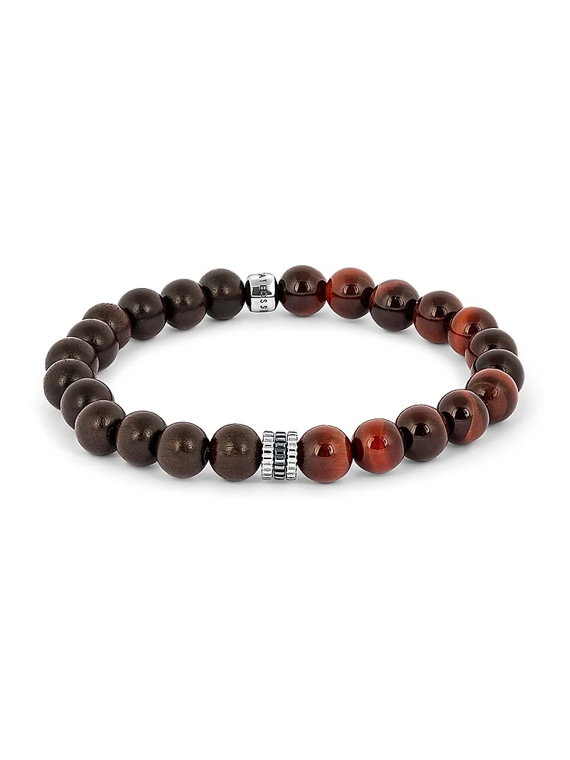 Gear Trio Sterling Silver & Tiger Eye Beaded Bracelet