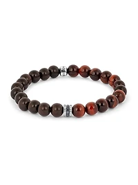Gear Trio Sterling Silver & Tiger Eye Beaded Bracelet