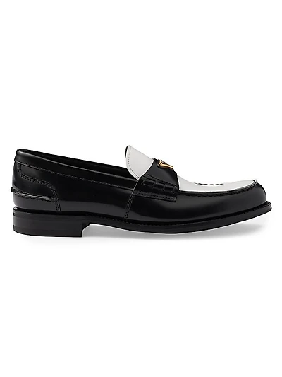 Two-Tone Brushed Leather Loafers
