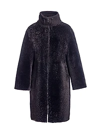 Shearling Jacket with Knit Collar