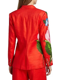 The Simone Floral Linen-Blend Single-Breasted Blazer
