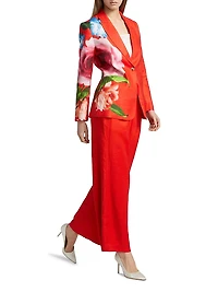 The Simone Floral Linen-Blend Single-Breasted Blazer