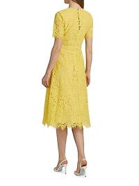 The Lex Belted Lace Midi-Dress