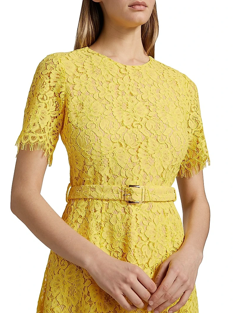 The Lex Belted Lace Midi-Dress